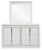 Chalanna Queen Upholstered Storage Bed with Mirrored Dresser, Chest and 2 Nightstands in White from Ashley - Lara Furniture