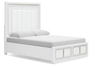 Chalanna Queen Upholstered Storage Bed with Mirrored Dresser, Chest and Nightstand in White from Ashley - Lara Furniture