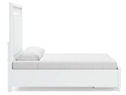 Chalanna Queen Upholstered Storage Bed with Mirrored Dresser, Chest and Nightstand in White from Ashley - Lara Furniture