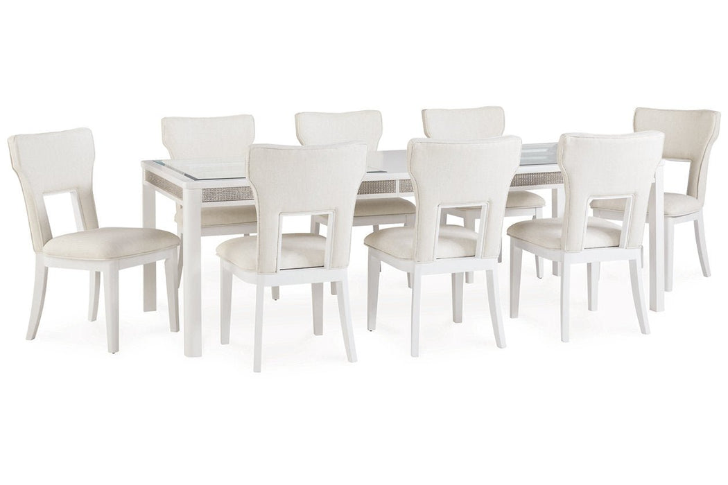 Chalanna White Dining Table and 8 Chairs - Gate FurnitureDining Room Set
