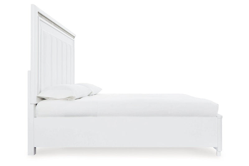 Chalanna White Queen Upholstered Storage Bed - Lara FurnitureQueen Bed