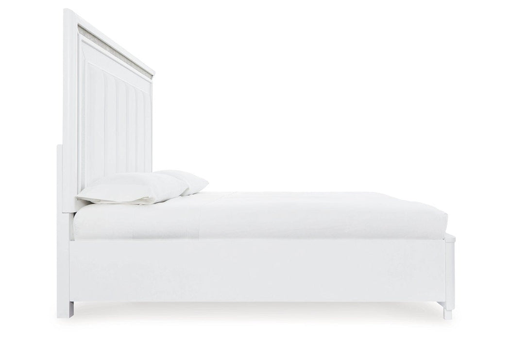 Chalanna White Queen Upholstered Storage Bed - Gate FurnitureQueen Bed