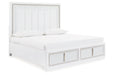 Chalanna White Queen Upholstered Storage Bed - Gate FurnitureQueen Bed