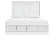 Chalanna White Queen Upholstered Storage Bed - Lara FurnitureQueen Bed