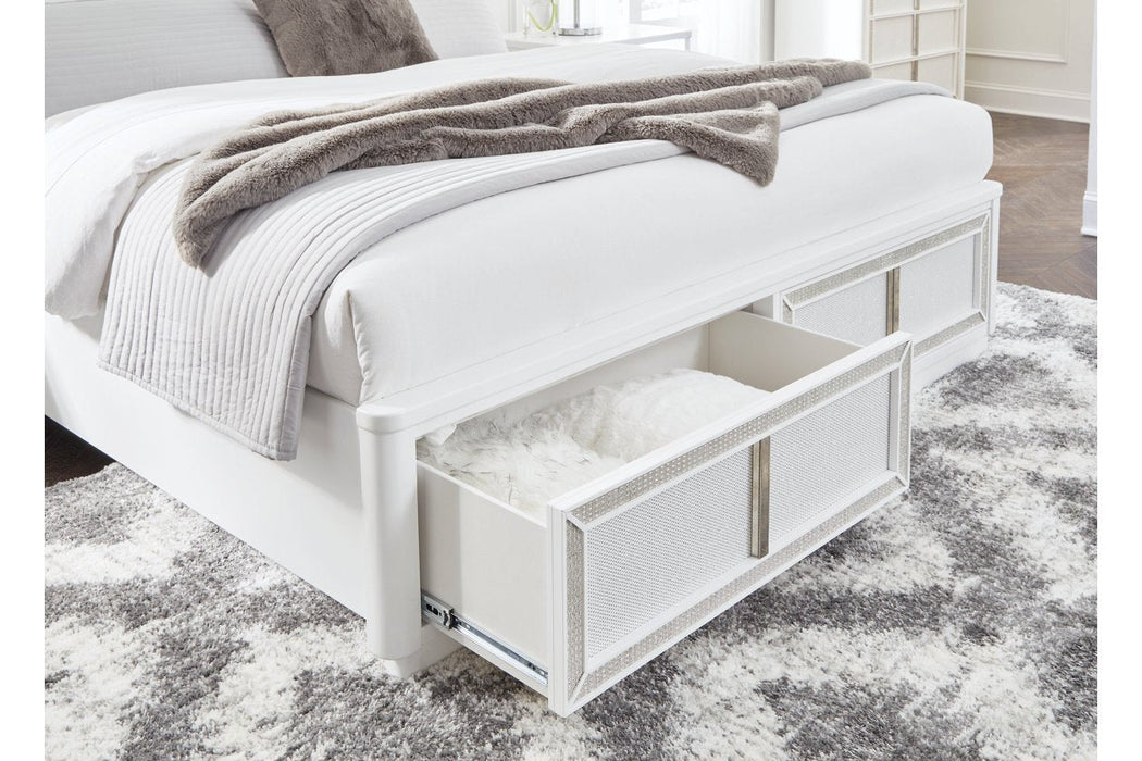 Chalanna White Queen Upholstered Storage Bed - Gate FurnitureQueen Bed