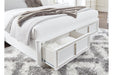 Chalanna White Queen Upholstered Storage Bed - Gate FurnitureQueen Bed