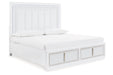 Chalanna White Queen Upholstered Storage Bed - Gate FurnitureQueen Bed