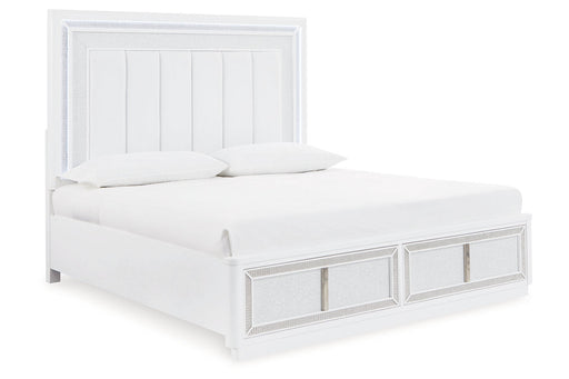 Chalanna White Queen Upholstered Storage Bed - Gate FurnitureQueen Bed