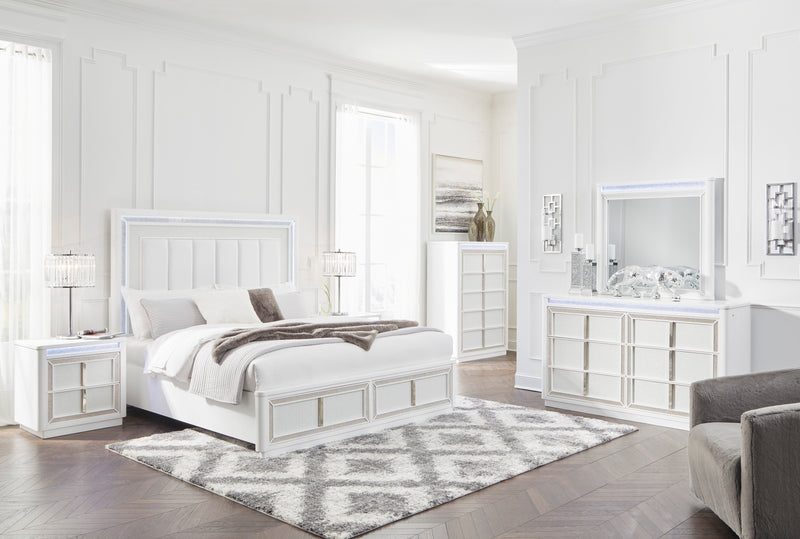 Chalanna White Upholstered Panel Storage Bedroom Set from Ashley - Lara Furniture