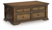 Channley Brown Lift-Top Coffee Table - T649-20