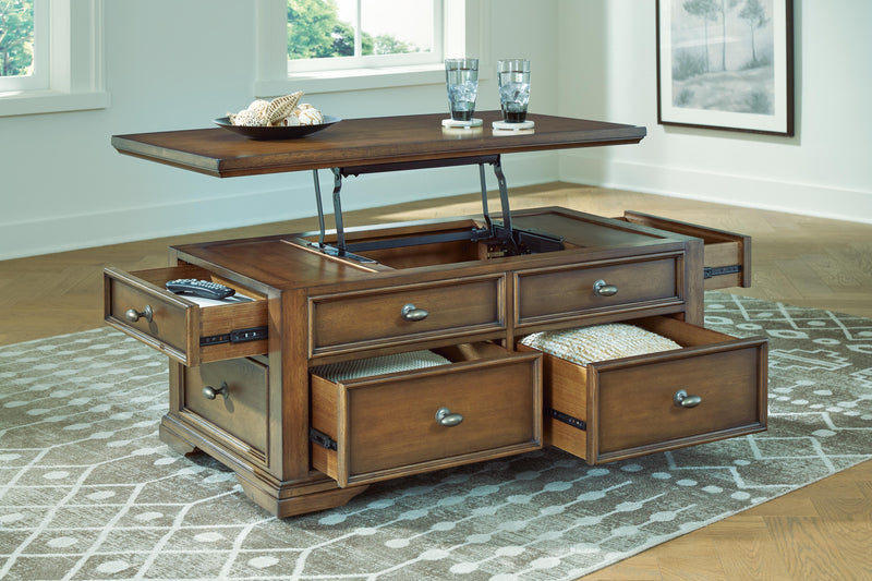 Channley Brown Lift-Top Coffee Table - T649-20