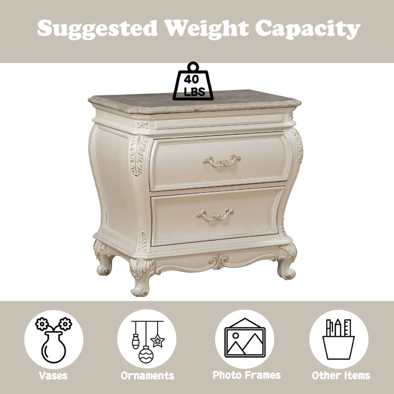 Chantelle Nightstand W/Marble Top - 23543
