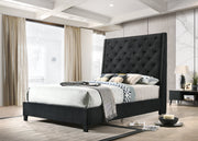 Chantilly Black Velvet King Upholstered Bed - Lara FurnitureKing Bed