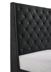 Chantilly Black Velvet King Upholstered Bed - Lara FurnitureKing Bed