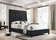 Chantilly Black Velvet King Upholstered Bed - Lara FurnitureKing Bed