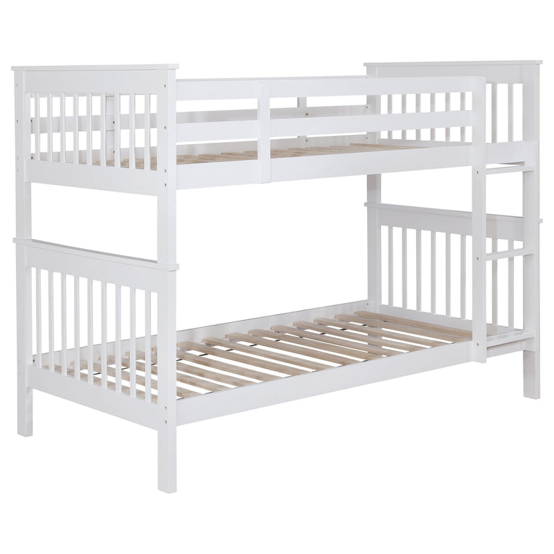 Chapman Wood Twin Over Twin Bunk Bed with Mattress White - 460244N-SM