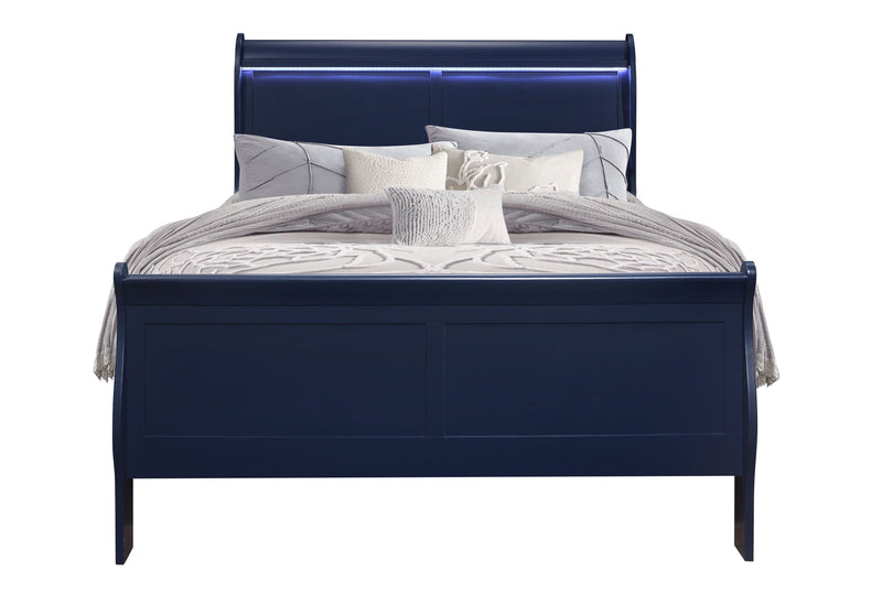 Charlie Blue Full Bed With Led - Lara FurnitureFull Bed