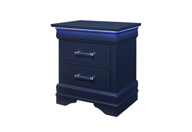 Charlie Blue Nightstand With Led - Lara FurnitureNightstand