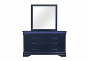 Charlie Blue Twin Bed, Dresser, Mirror, & Nightstand - CHARLIE-BLUE-TB+DR+MR+NS