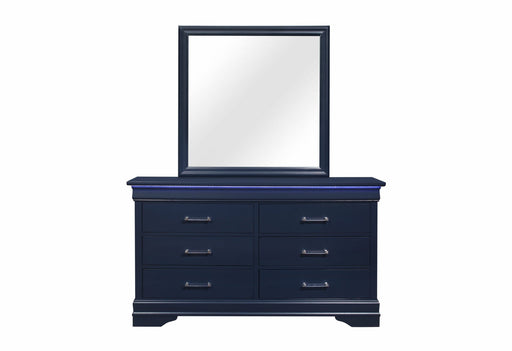 Charlie Blue Twin Bed, Dresser, Mirror, & Nightstand - CHARLIE-BLUE-TB+DR+MR+NS