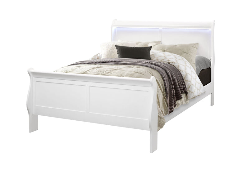 Charlie White Full Bed With Led - Lara FurnitureFull Bed