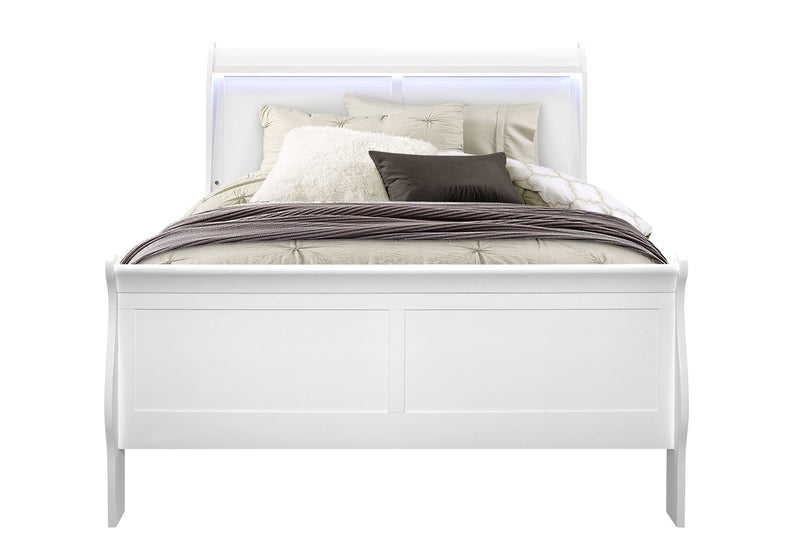 Charlie White Full Bed With Led - Lara FurnitureFull Bed