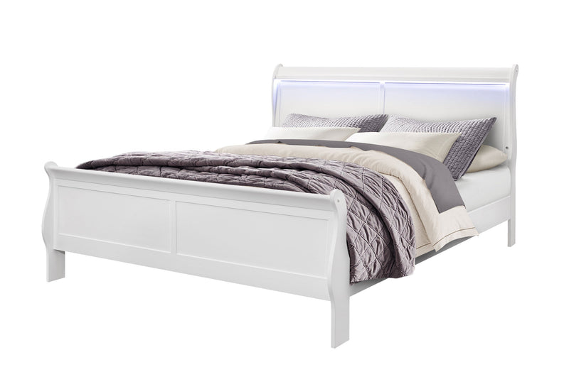 Charlie White King Bed Group With Led - Lara FurnitureKing Bed