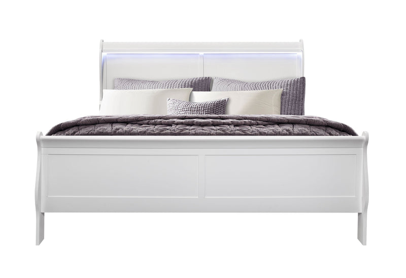 Charlie White King Bed Group With Led - Lara FurnitureKing Bed