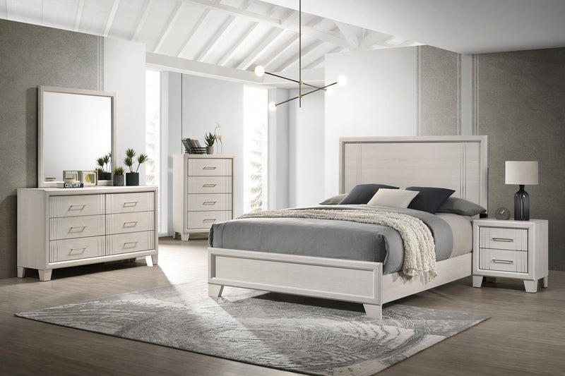Charlie White King Panel Bed - Lara FurnitureKing Bed