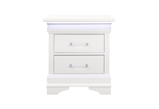 Charlie White Nightstand With Led - Lara FurnitureNightstand