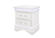 Charlie White Nightstand With Led - Lara FurnitureNightstand