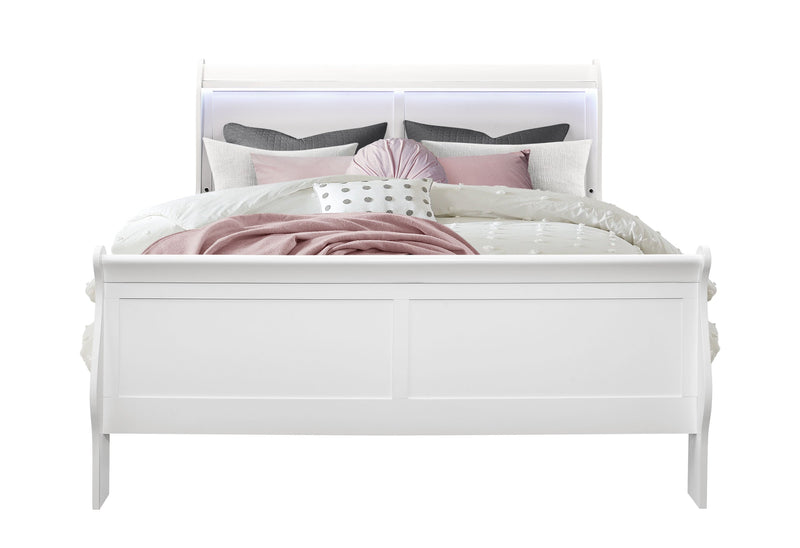 Charlie White Queen Bed Group With Led - Lara FurnitureBedroom Set