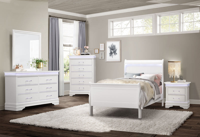 Charlie White Twin Bed - Lara FurnitureTwin Bed