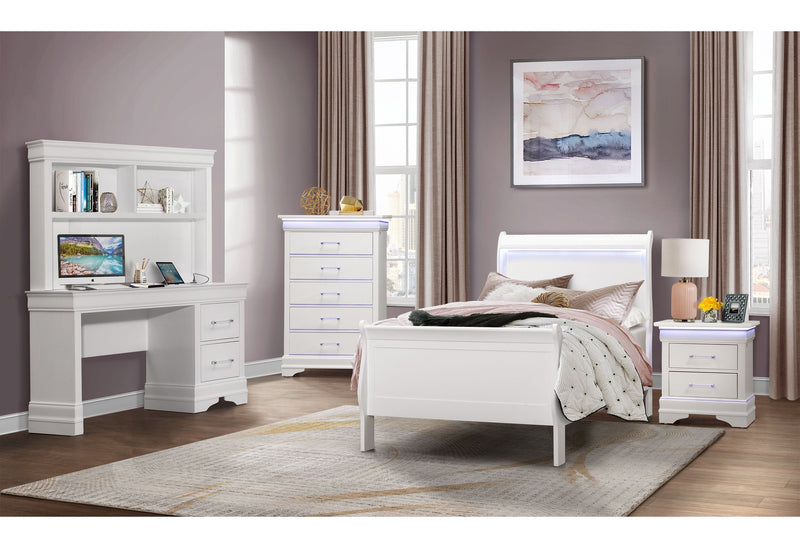 Charlie White Twin Bed - Lara FurnitureTwin Bed