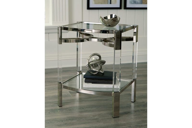 Chaseton Clear/Silver Finish Accent Table - Lara FurnitureTable