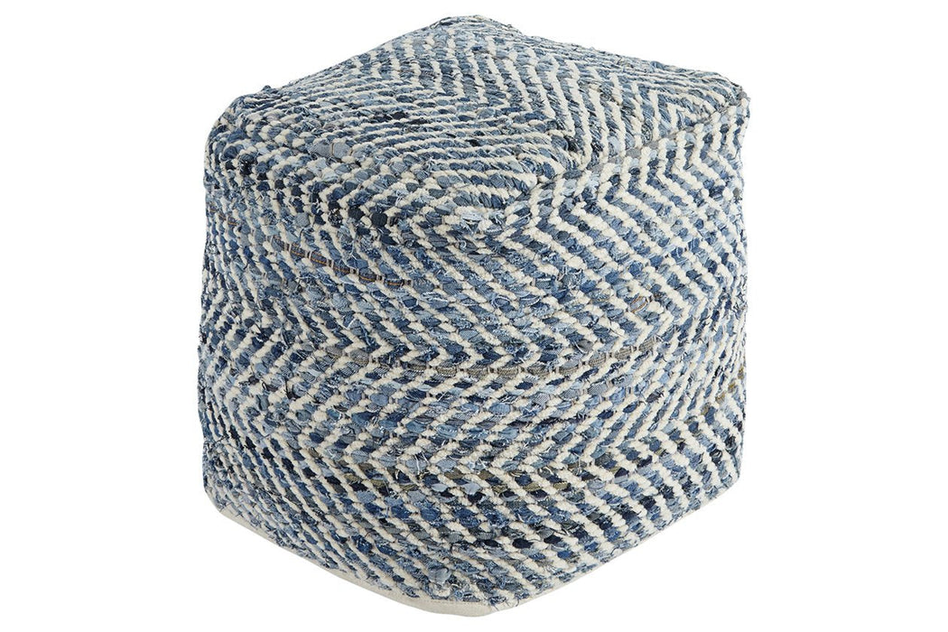 Chevron Blue Pouf - A1000445 - Gate Furniture