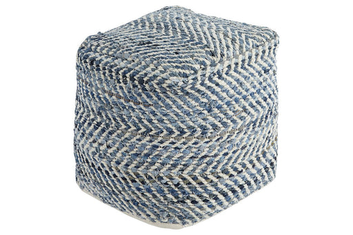 Chevron Blue Pouf - A1000445 - Gate Furniture