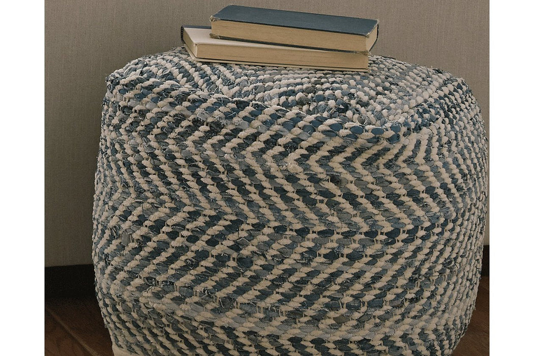 Chevron Blue Pouf - A1000445 - Gate Furniture