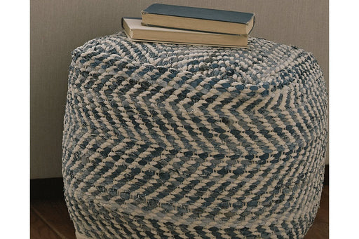 Chevron Blue Pouf - A1000445 - Gate Furniture