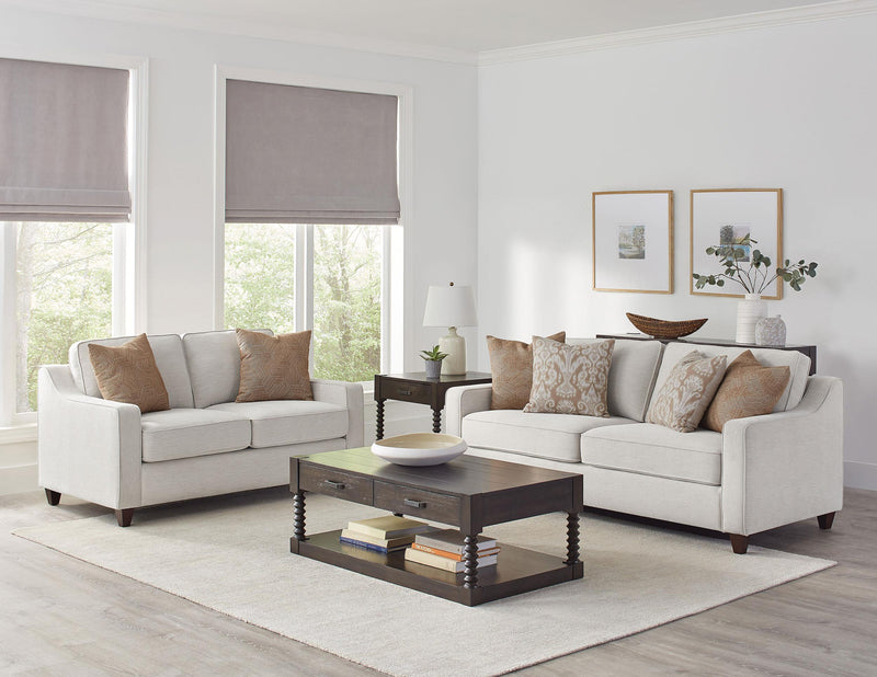 Christine 2-piece Upholstered Sloped Arm Sofa Set Beige - 552061-S2