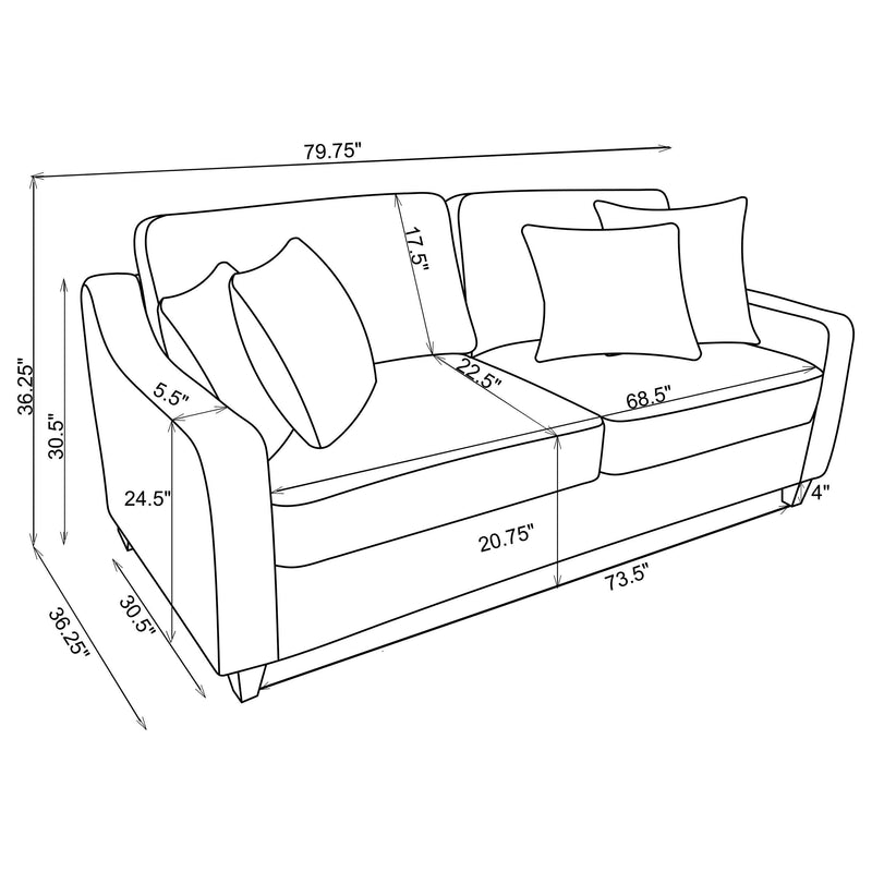 Christine 2-piece Upholstered Sloped Arm Sofa Set Beige - 552061-S2