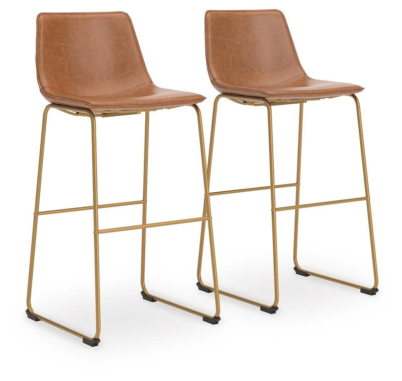 Ciabori Brown/Gold Bar Height Bar Stool, Set of 2 - PCD373-230