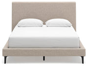 Cielden Queen Upholstered Bed with Roll Slats, Dresser, Mirror, Chest and Nightstand in Soft Gray - PKG022908