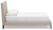 Cielden Queen Upholstered Bed with Roll Slats, Dresser, Mirror, Chest and Nightstand in Soft Gray - PKG022908