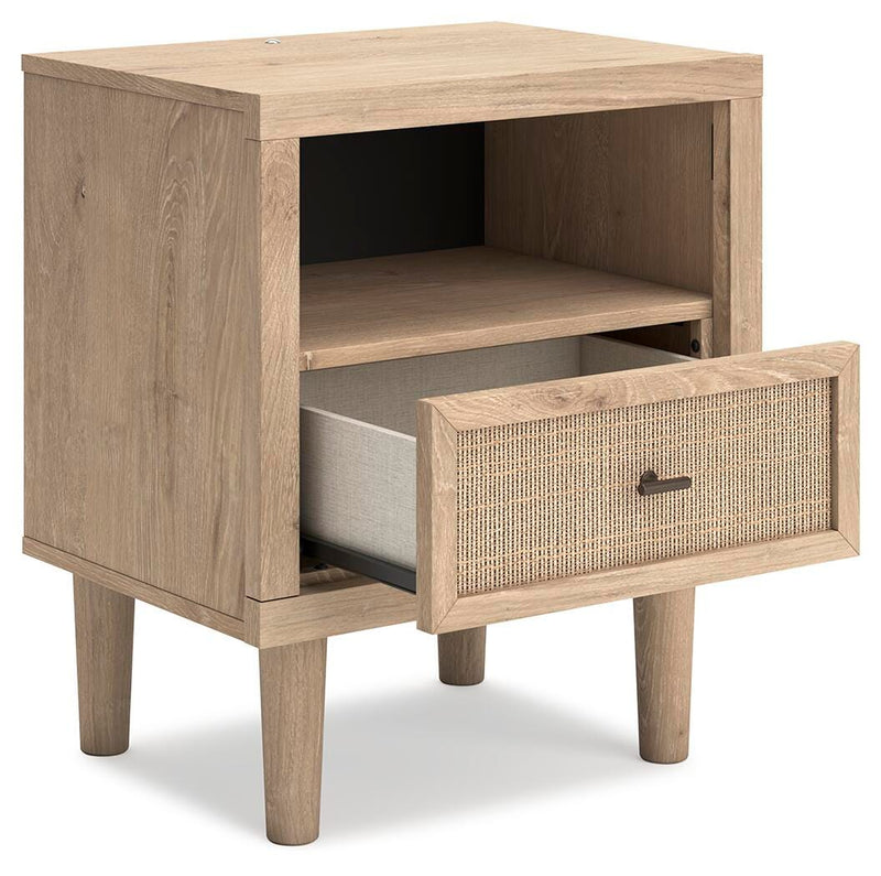 Cielden Queen Upholstered Bed with Roll Slats, Dresser, Mirror, Chest and Nightstand in Soft Gray - PKG022908