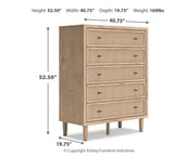 Cielden Queen Upholstered Bed with Roll Slats, Dresser, Mirror, Chest and Nightstand in Soft Gray - PKG022908