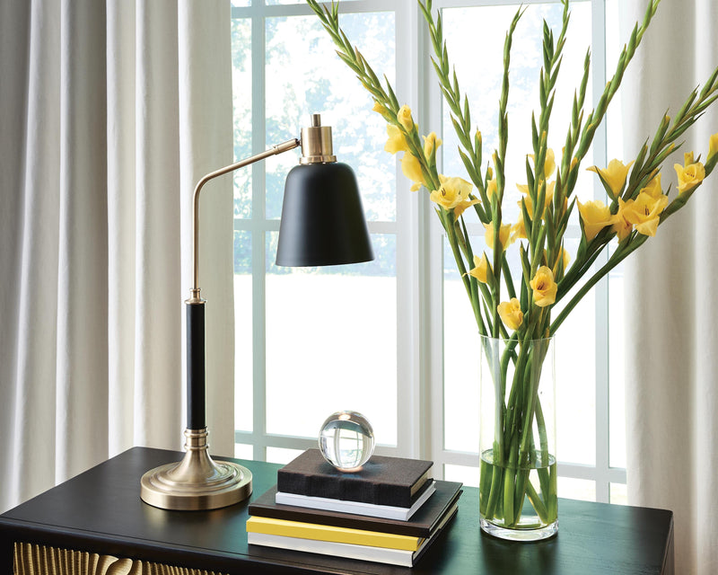 Clairwell Black/Gold Finish Desk Lamp - L734422