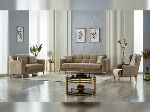 Clara 3-pieces (Sofa & Loveseat & Chair) Livingroom Set Beige in Beige - 101-CLA-LV260-321
