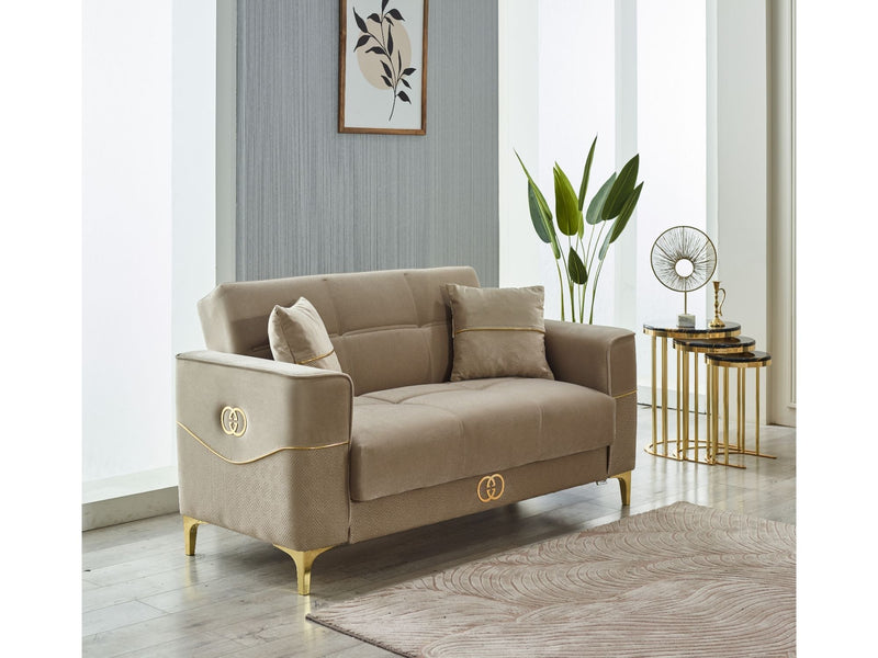 Clara Convertible Loveseat Beige in Beige - 101-CLA-LV260-2