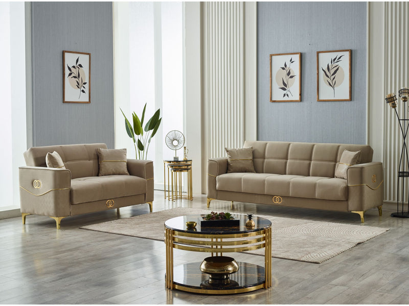 Clara Convertible Loveseat Beige in Beige - 101-CLA-LV260-2